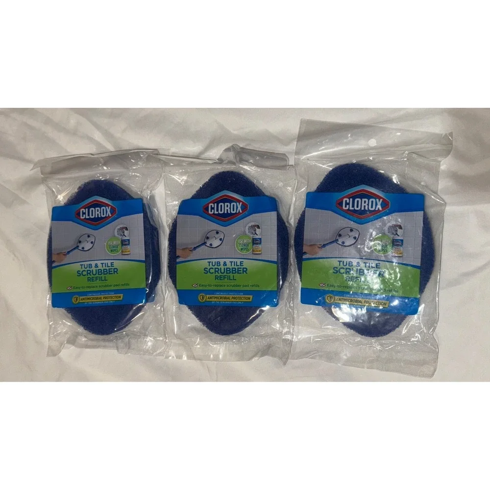3 Clorox Tub and Tile Scrubber REFILL Pads Non-Scratch Antimicrobial